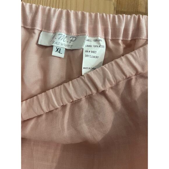 J.M.P. Fashions NWT 100% linen size XL Pink Rose color elastic waist - Picture 10 of 10